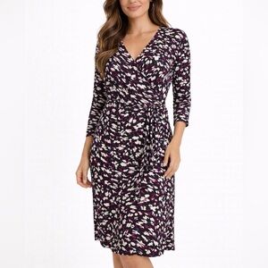 L.K. Bennett Floral Wrap Midi Dress Jersey Size 6